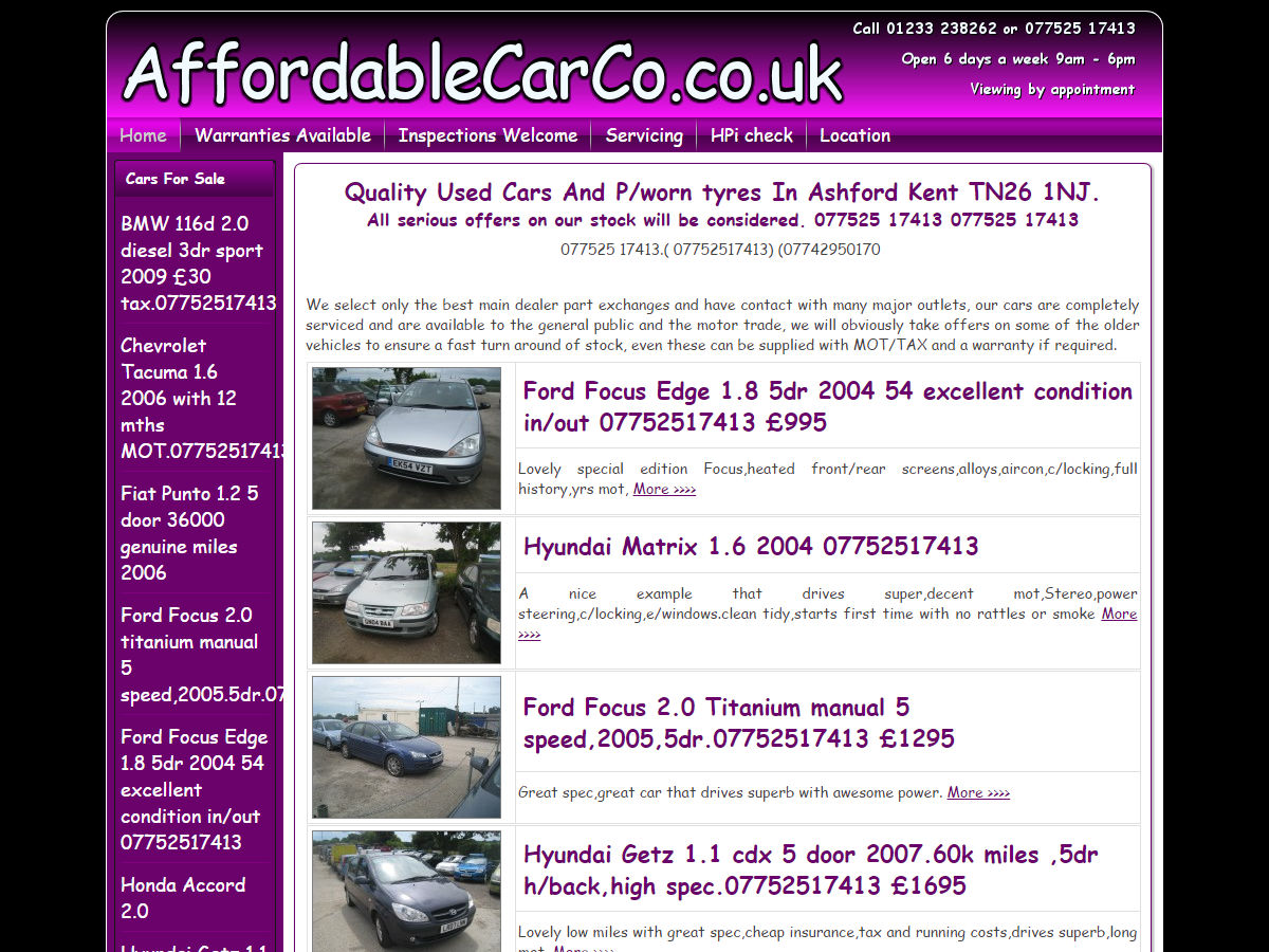 website design Affordable Car Co