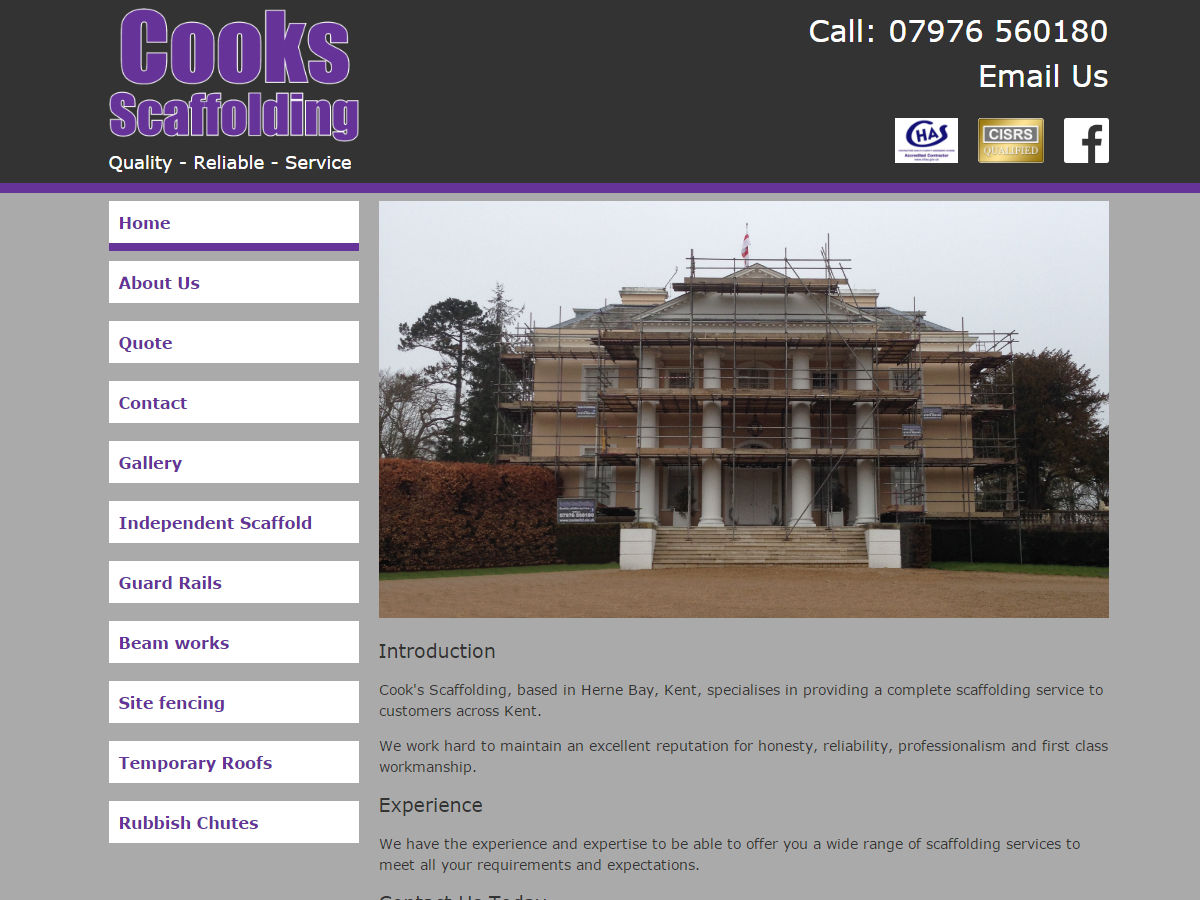 Cooks Scaffolding Website Design