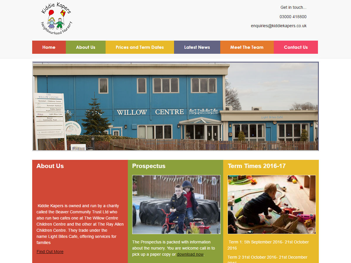 Kiddie Kapers Website Design