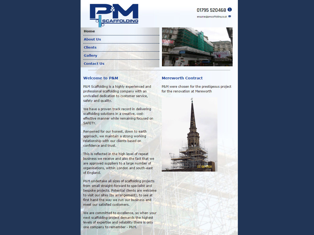 PM Scaffolding Website Design